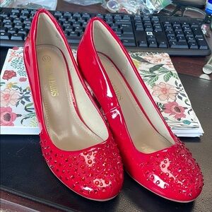Dream Pairs Red Glitter Heels